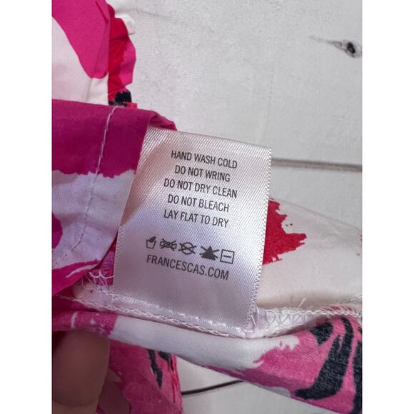 Mi Ami Cotton Pink White Floral Tie Back Ruffle Tank Top Size Large Feminine - Picture 4 of 5